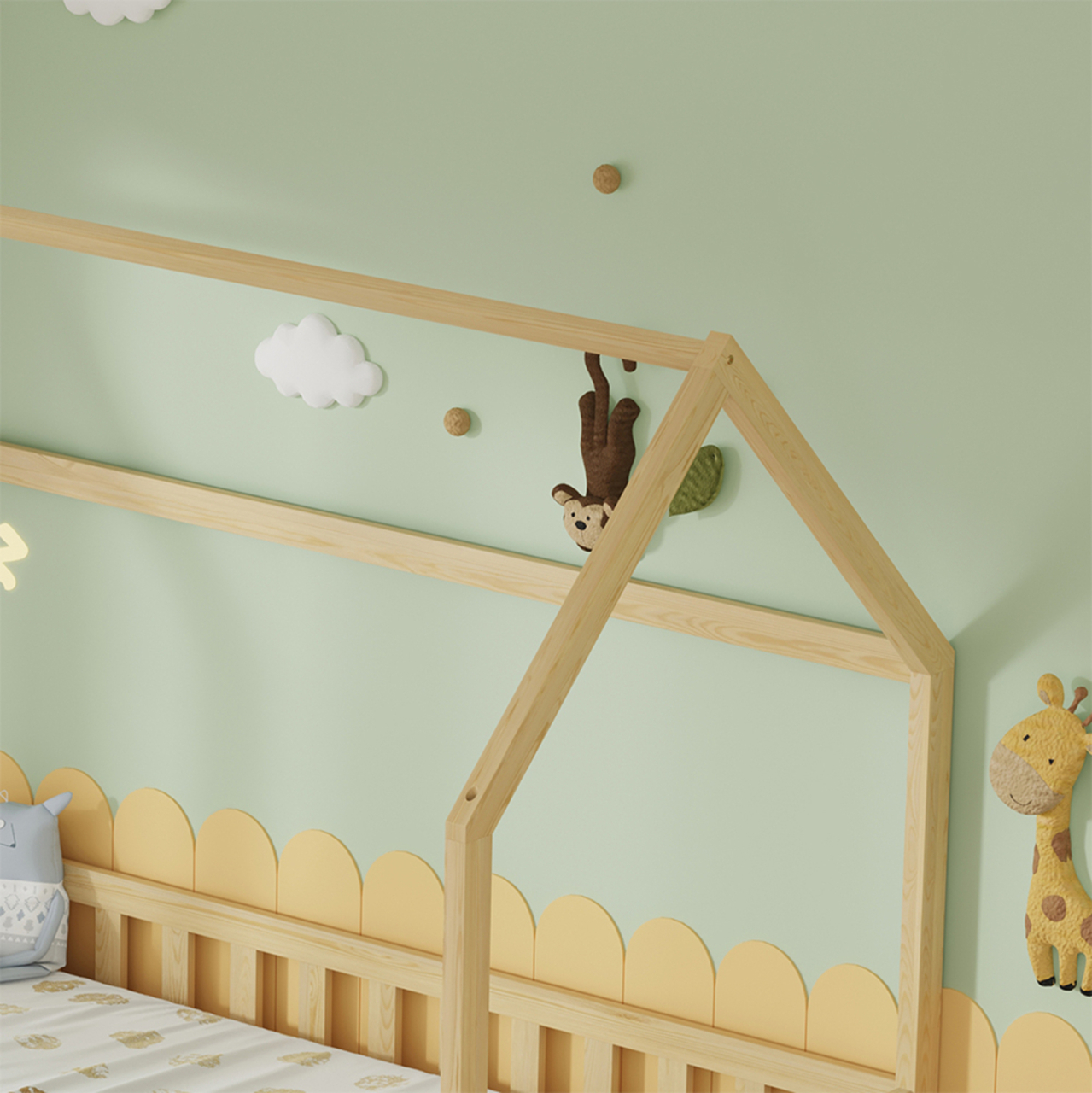 BED WITH DRAWERS PHYLLIS HM21324 PINE WOOD IN NATURAL WOOD COLOR--WITH MATTRESS 90x190cm [7]