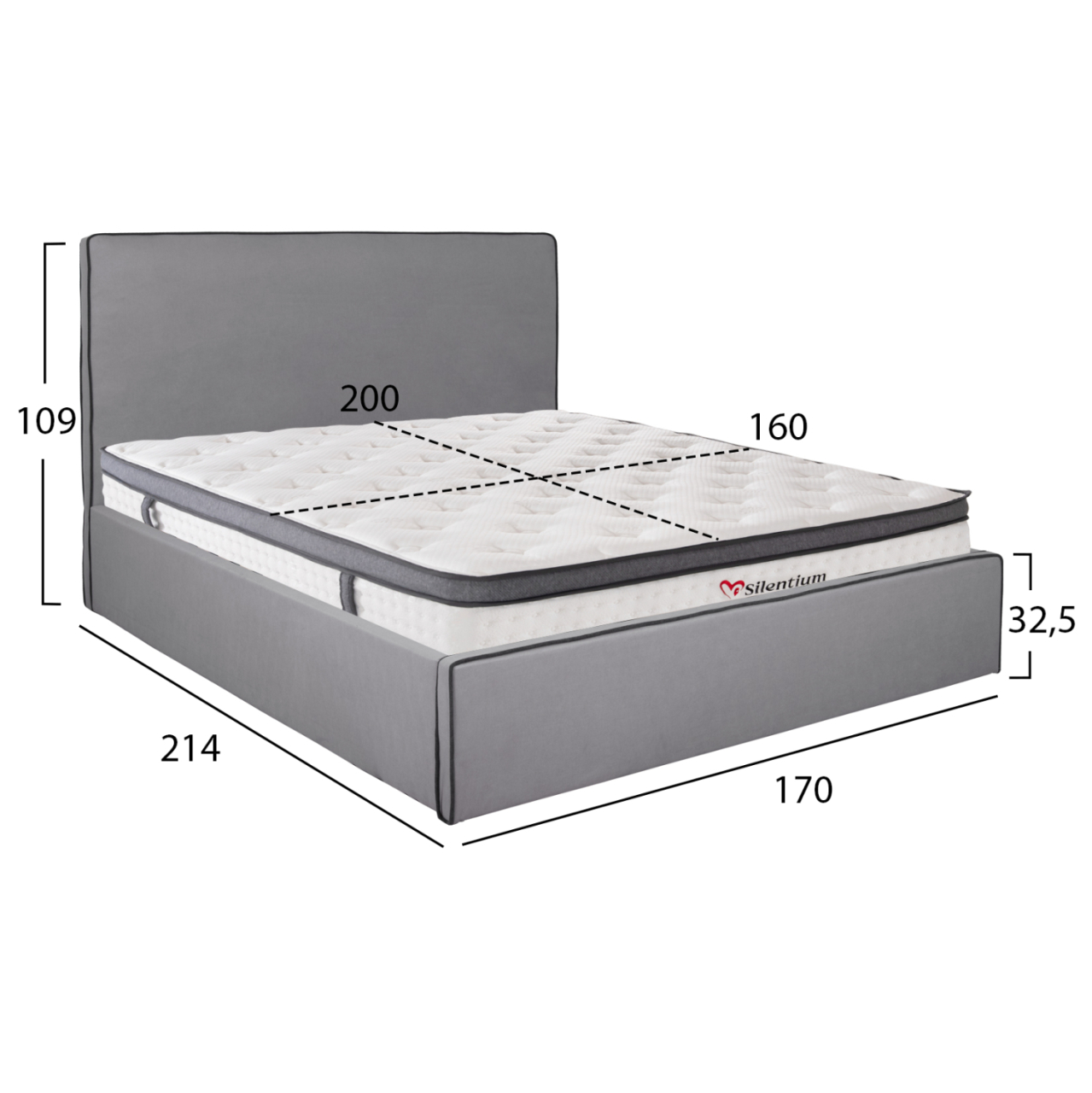 BED WITH MATTRESS and STORAGE SPACE ALLIE HM10805.01 GREY FABRIC--MATTRESS 160Χ200cm [3]