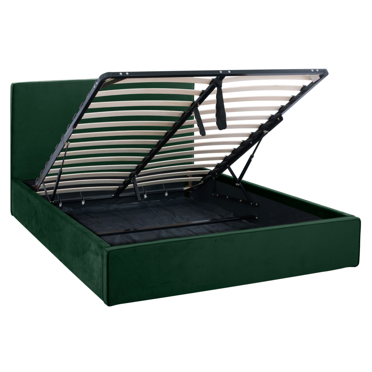 BED WITH MATTRESS and STORAGE SPACE ALLIE HM10805.13 CYPRESS GREEN VELVET--MATTRESS 160Χ200cm [4]
