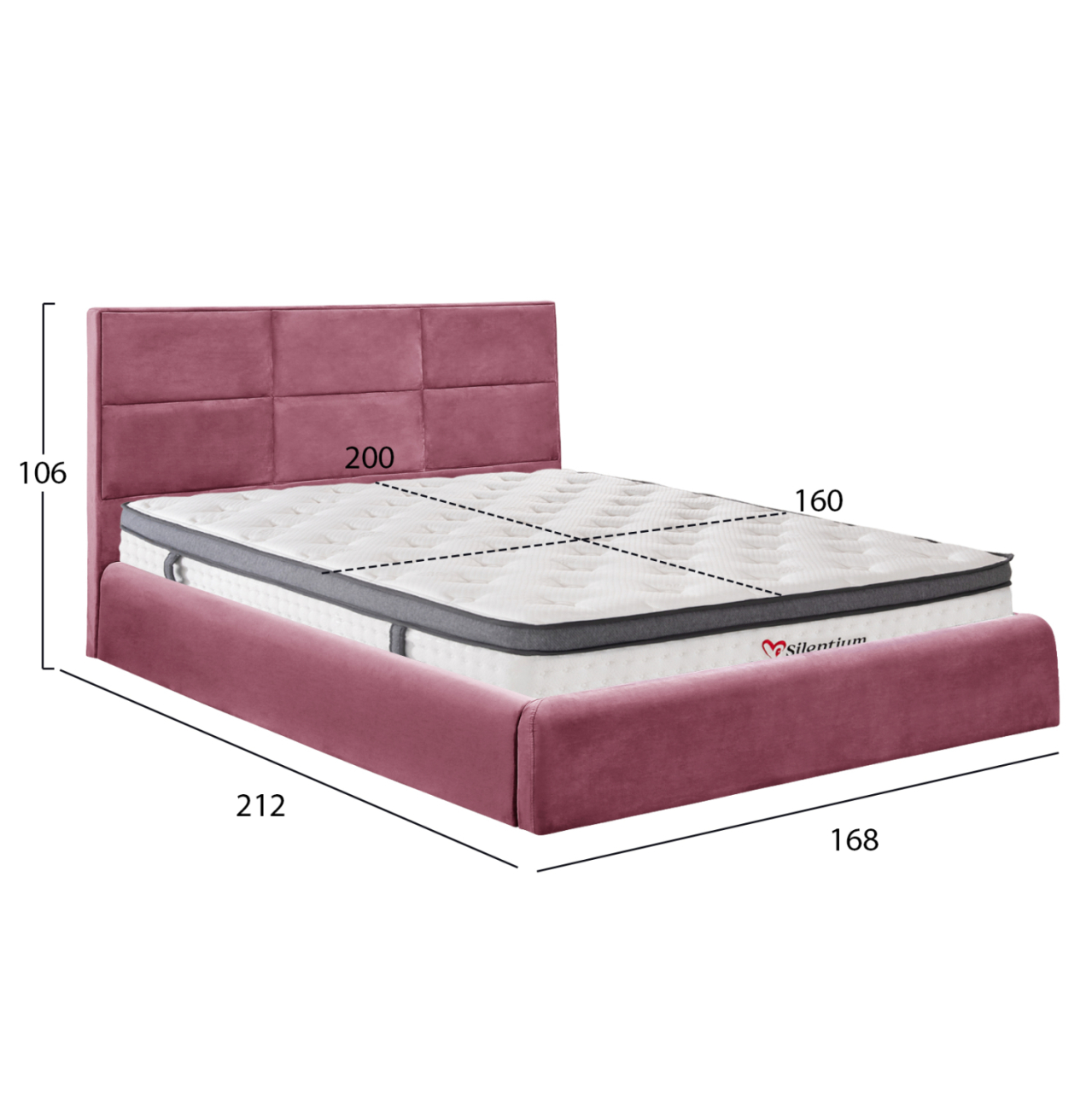 BED WITH MATTRESS and STORAGE SPACE BRILEY HM10807.02 DUSTY PINK VELVET--FOR MATTRESS 160x200cm. [2]
