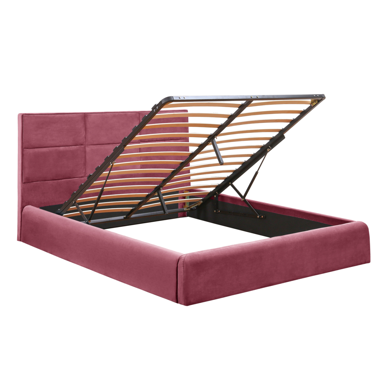 BED WITH MATTRESS and STORAGE SPACE BRILEY HM10807.02 DUSTY PINK VELVET--FOR MATTRESS 160x200cm. [3]