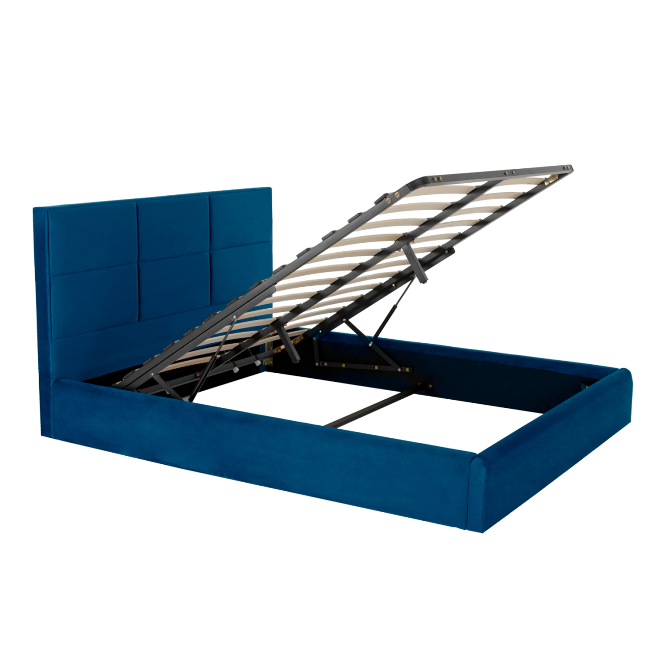 BED WITH MATTRESS and STORAGE SPACE BRILEY HM10807.08 BLUE VELVET--FOR MATTRESS 160x200cm. [4]