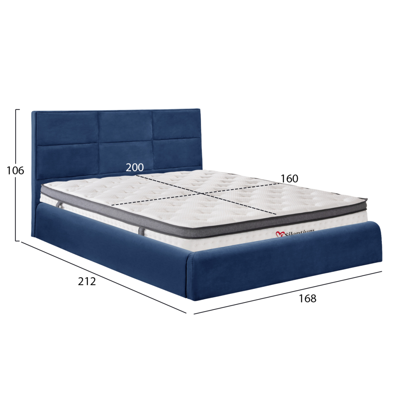 BED WITH MATTRESS and STORAGE SPACE BRILEY HM10807.08 BLUE VELVET--FOR MATTRESS 160x200cm. [3]