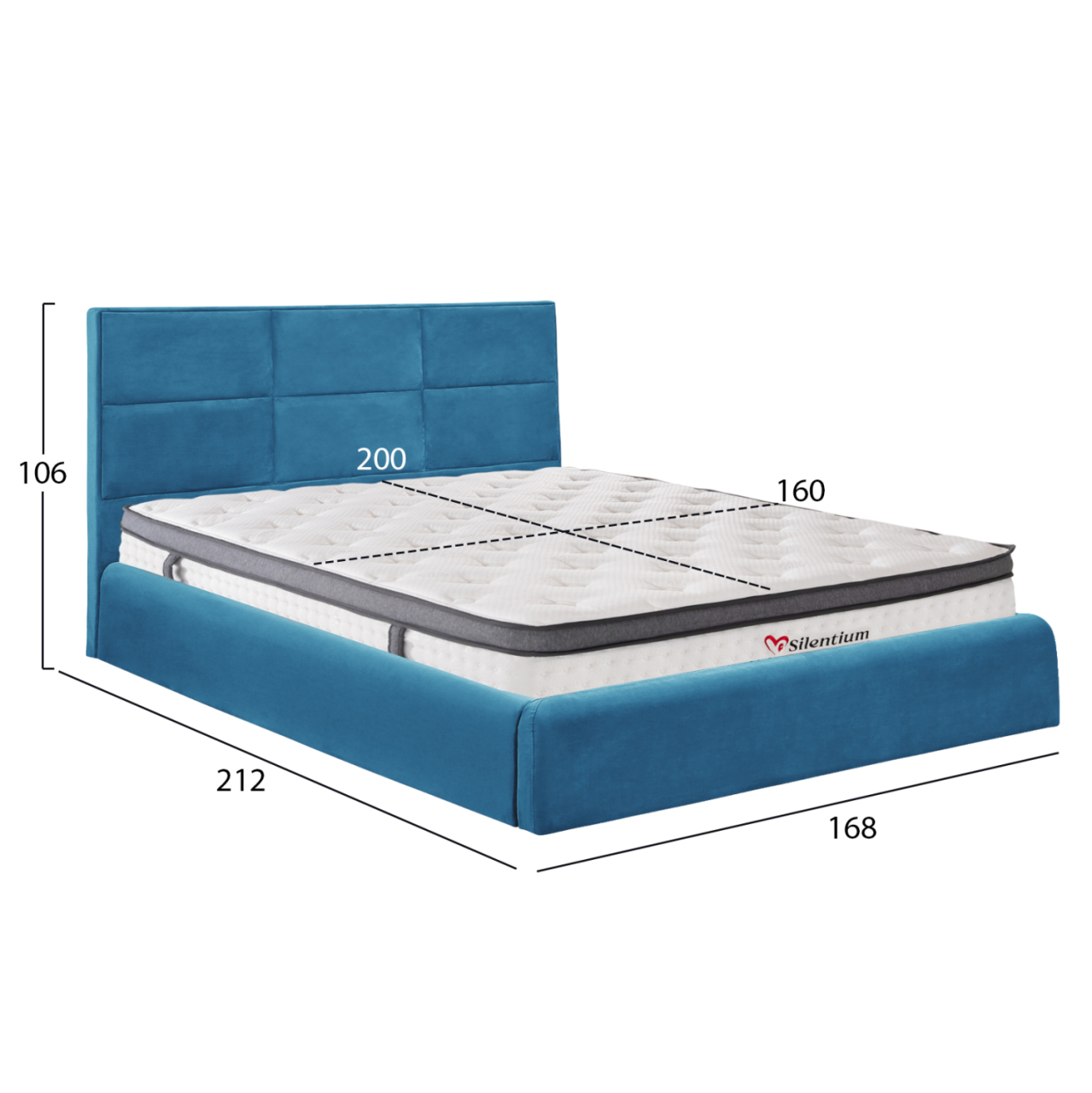 BED WITH MATTRESS and STORAGE SPACE BRILEY HM10807.18 ROYAL BLUE VELVET--FOR MATTRESS 160x200cm. [3]