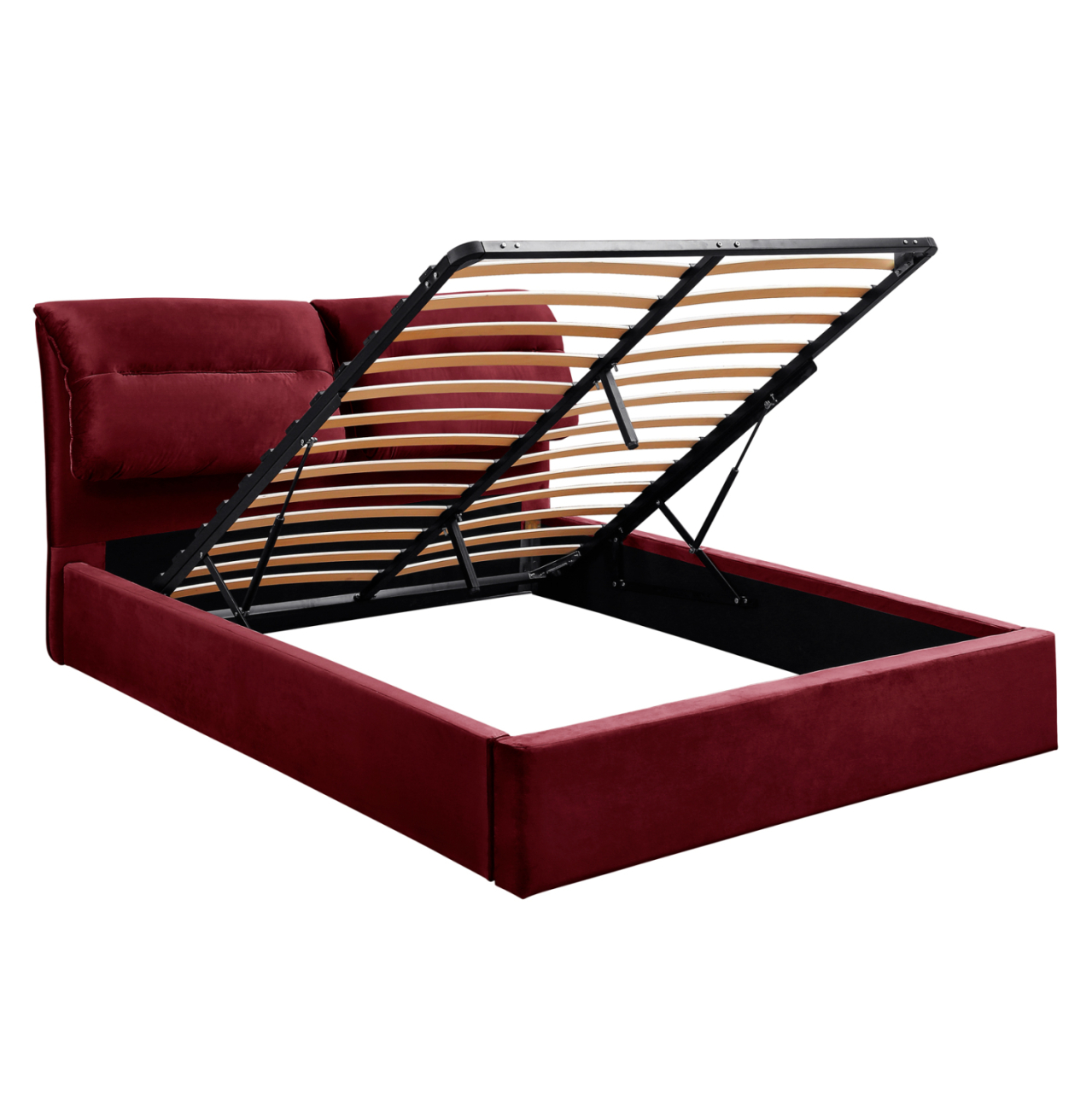 BED WITH MATTRESS and STORAGE SPACE KENDRA HM10809.06 BURGUNDY RED VELVET--FOR MATTRESS 160x200cm. [4]