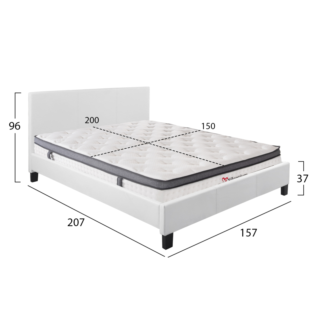 BED WITH MATTRESS BECCA HM10803.01 WHITE PU--FOR MATTRESS 150x200cm [3]