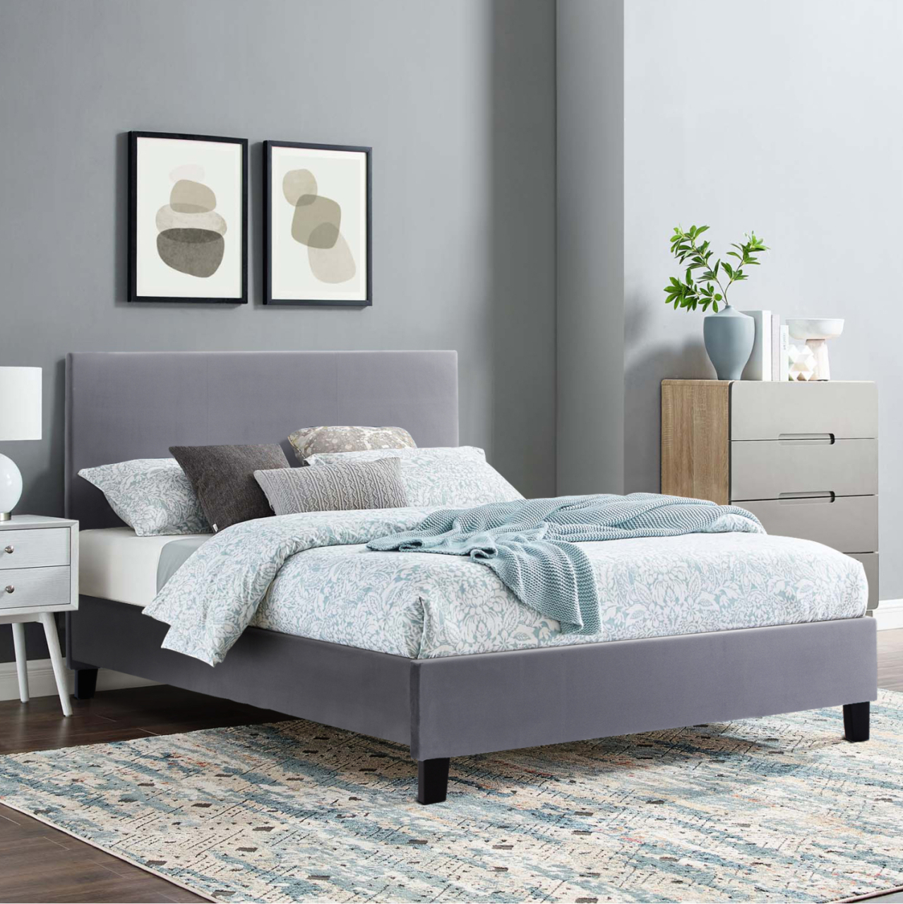 BED WITH MATTRESS BECCA HM10803.11 GREY FABRIC--FOR MATTRESS 150x200cm [2]