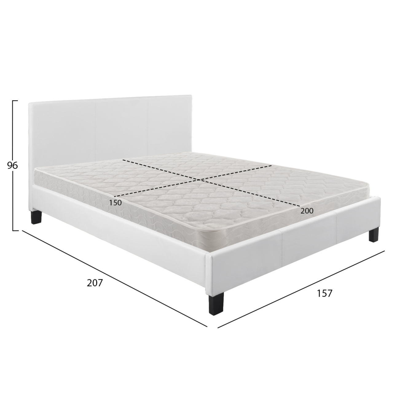 BED WITH MATTRESS BECCA HM21283.01 WHITE PU--FOR MATTRESS 150x200cm [3]