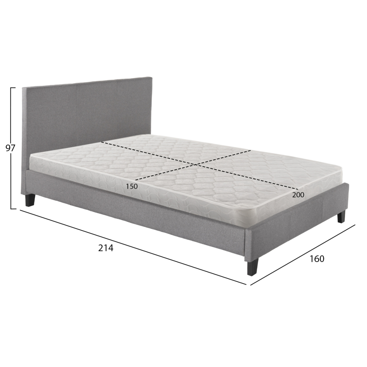 BED WITH MATTRESS BECCA HM21283.04 GREY FABRIC--FOR MATTRESS 150x200cm [3]