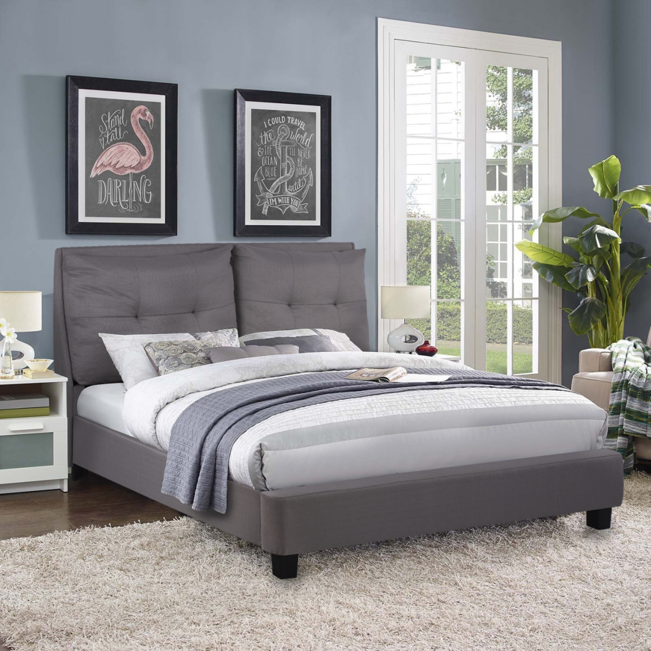 BED WITH MATTRESS BILLIE HM21284.03 GREY FABRIC--FOR MATTRESS 160x200cm [2]