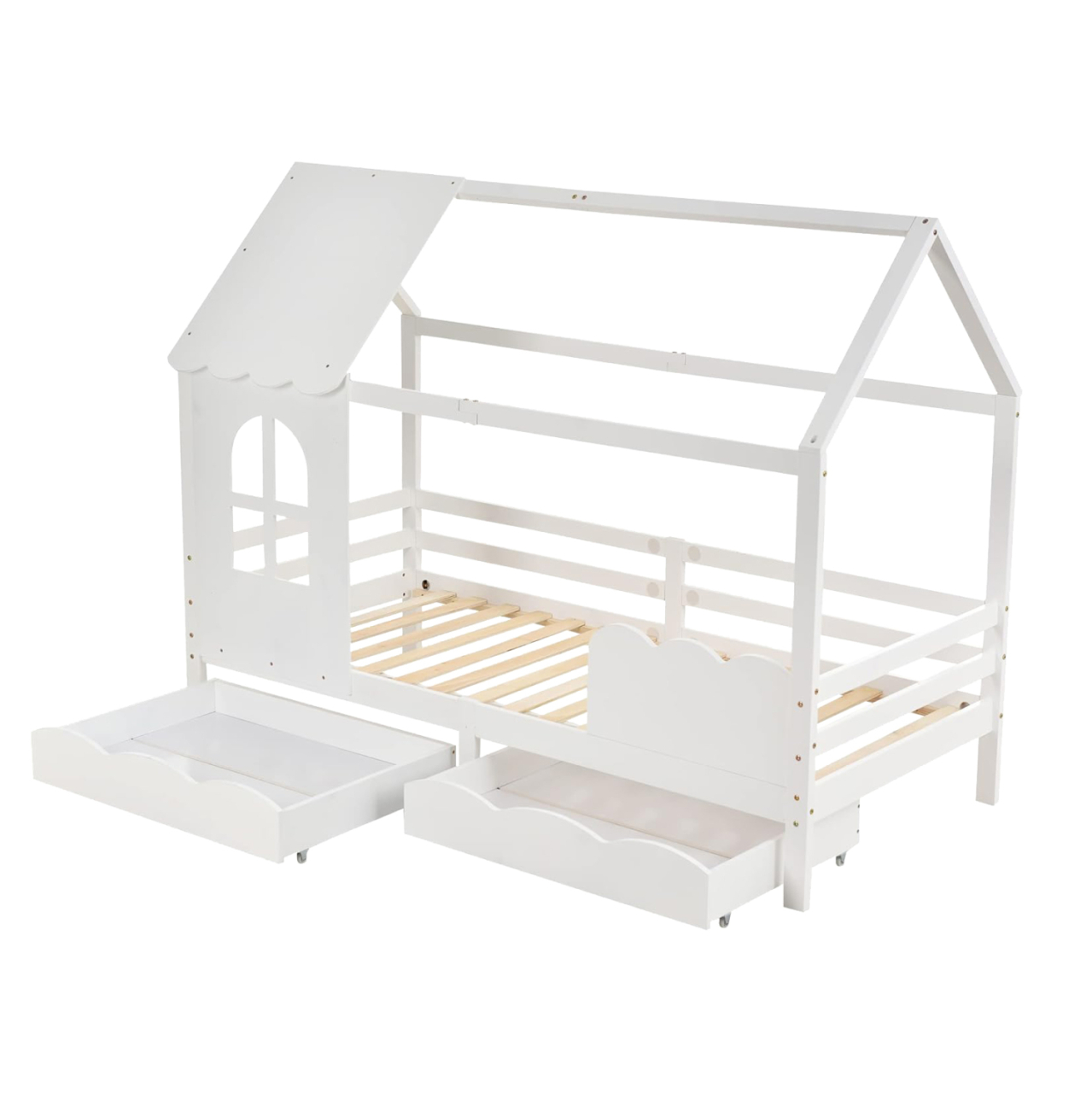 BED WITH MATTRESS DOMER HM21319 PINE WOOD IN WHITE--MATTRESS 90x190cm [6]
