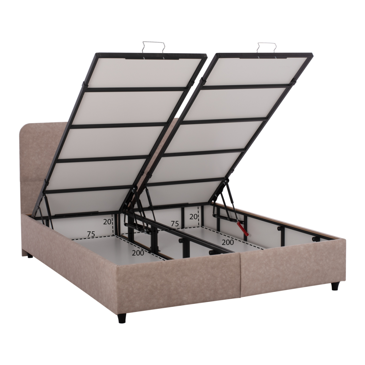 BED WITH MATTRESS DOUBLE DOLORES HM21165 BEIGE FABRIC and STORAGE SPACE--FOR 160x200cm [4]