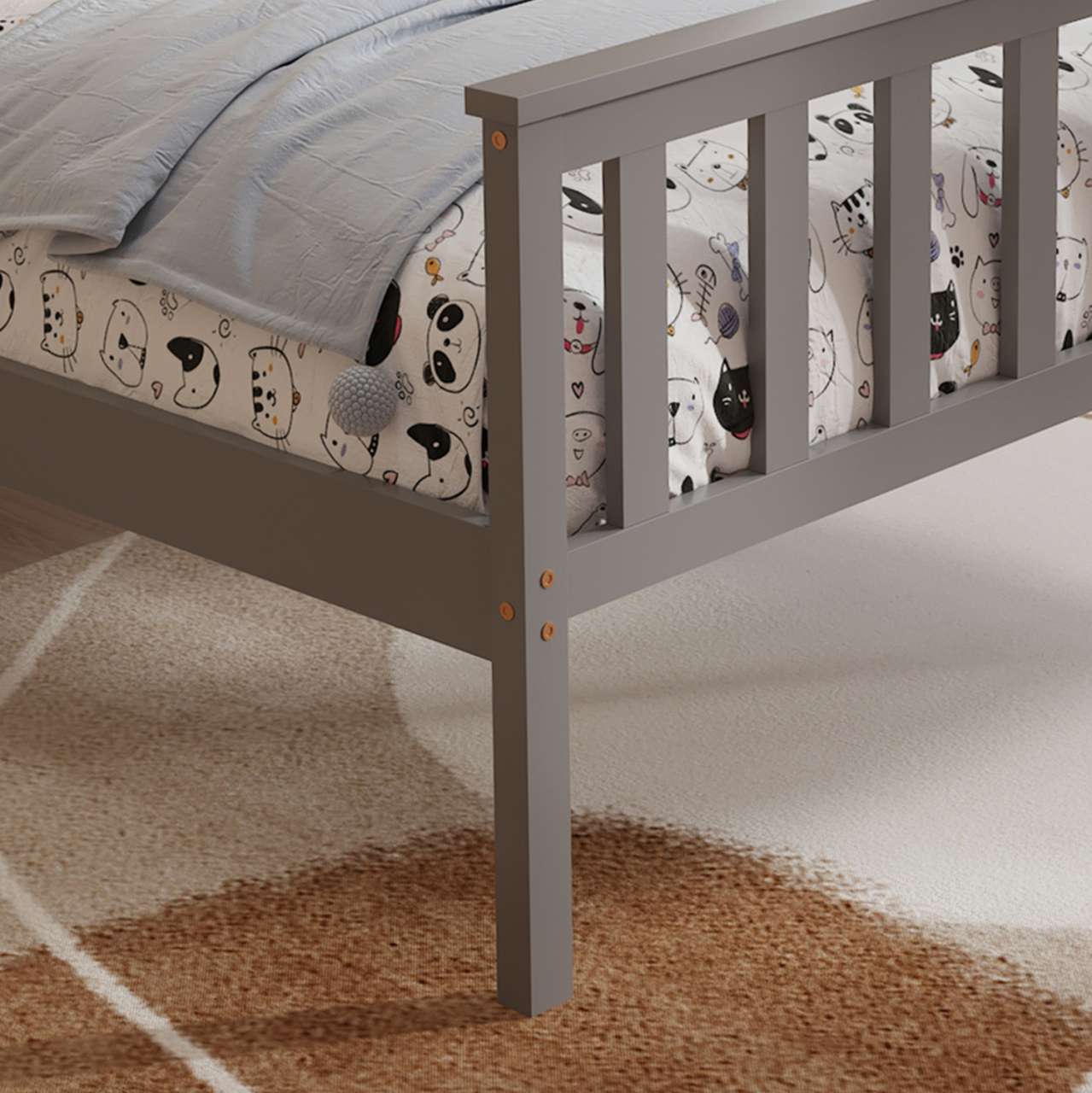 BED WITH MATTRESS GIMLY HM21300.02 PINE WOOD IN GREY COLOR FOR MATTRESS 90x190cm [8]