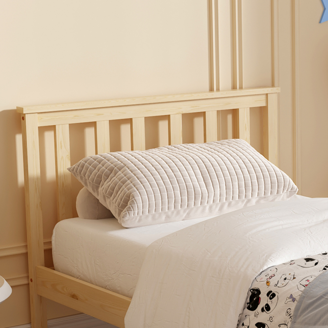 BED WITH MATTRESS GIMLY HM21300 PINE WOOD IN NATURAL COLOR FOR MATTRESS 90x190cm [6]