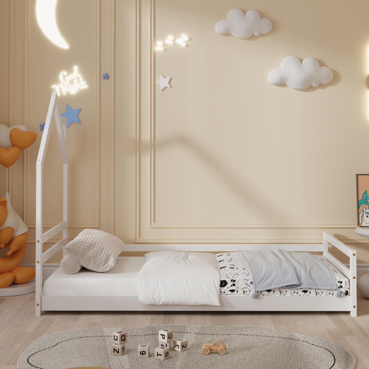 BED WITH MATTRESS HOUSER HM21301 PINE WOOD IN WHITE COLOR--MATTRESS 90x190cm [5]