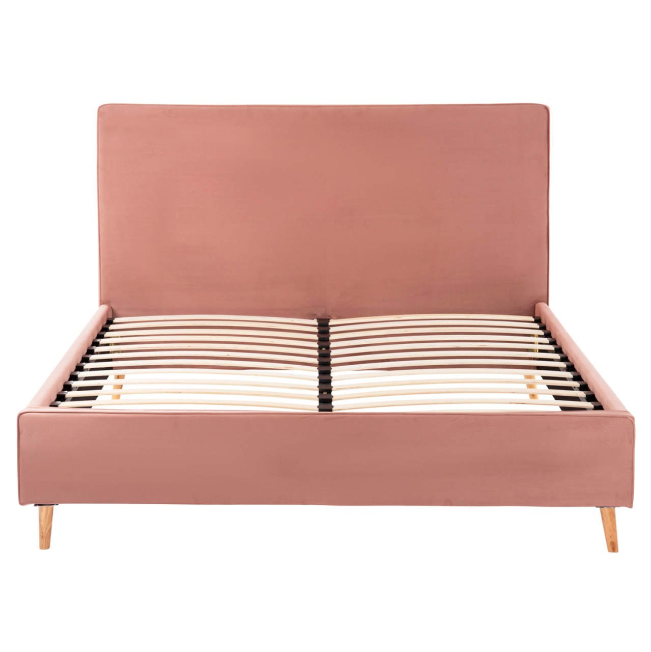 BED WITH MATTRESS INDRA HM21280.03 DUSTY PINK VELVET--FOR MATTRESS 160x200cm [4]