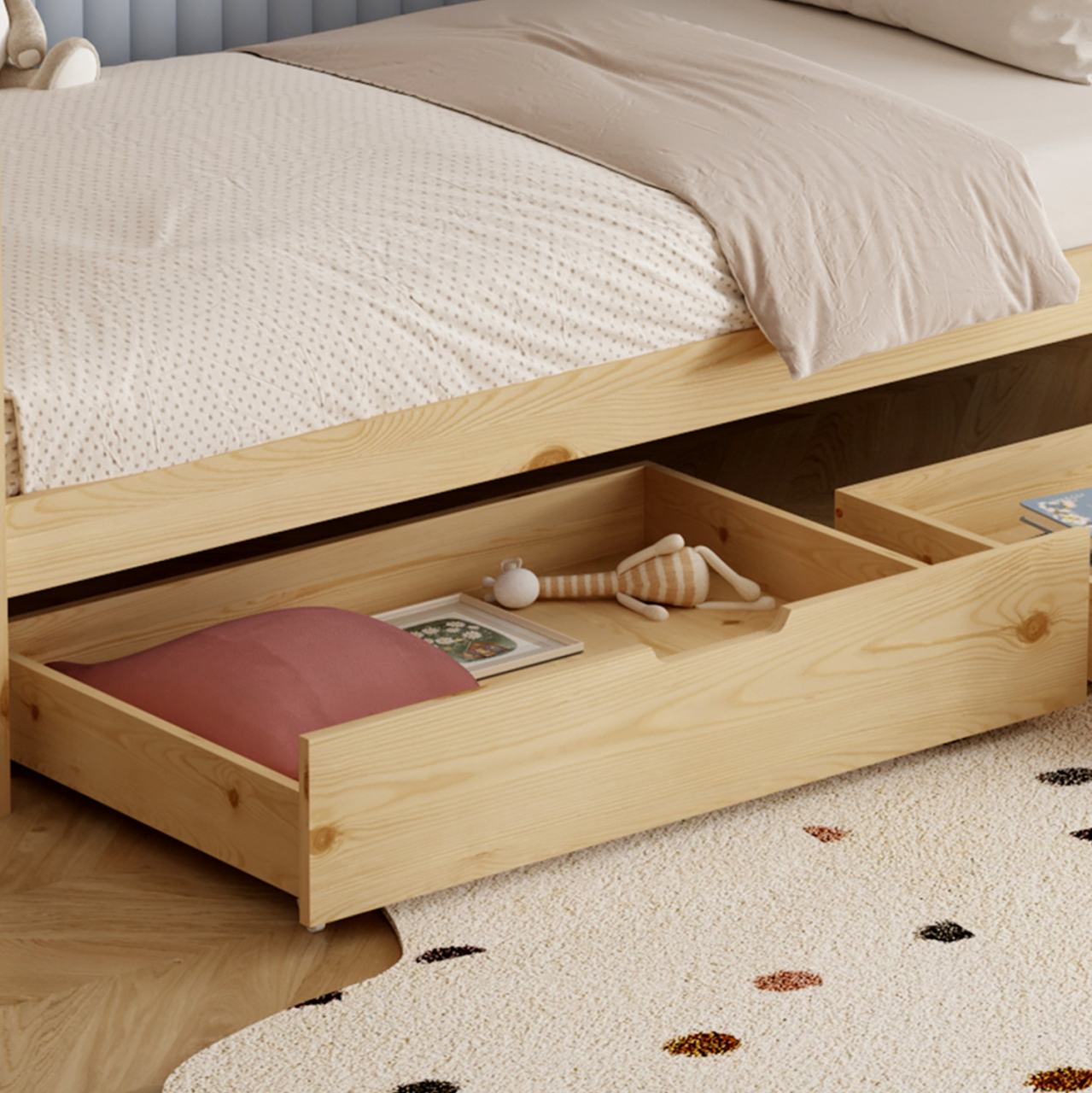 BED WITH MATTRESS KLARICE HM21305 PINE WOOD IN NATURAL WOOD COLOR--MATTRESS 90x190cm [7]