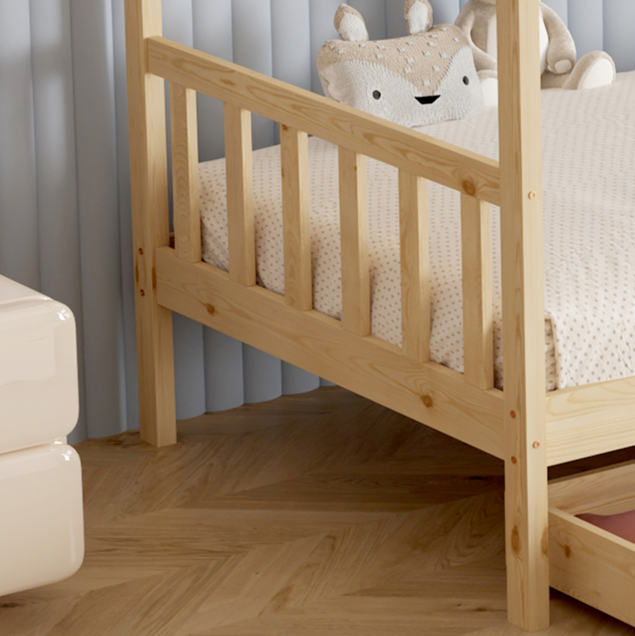 BED WITH MATTRESS KLARICE HM21305 PINE WOOD IN NATURAL WOOD COLOR--MATTRESS 90x190cm [8]