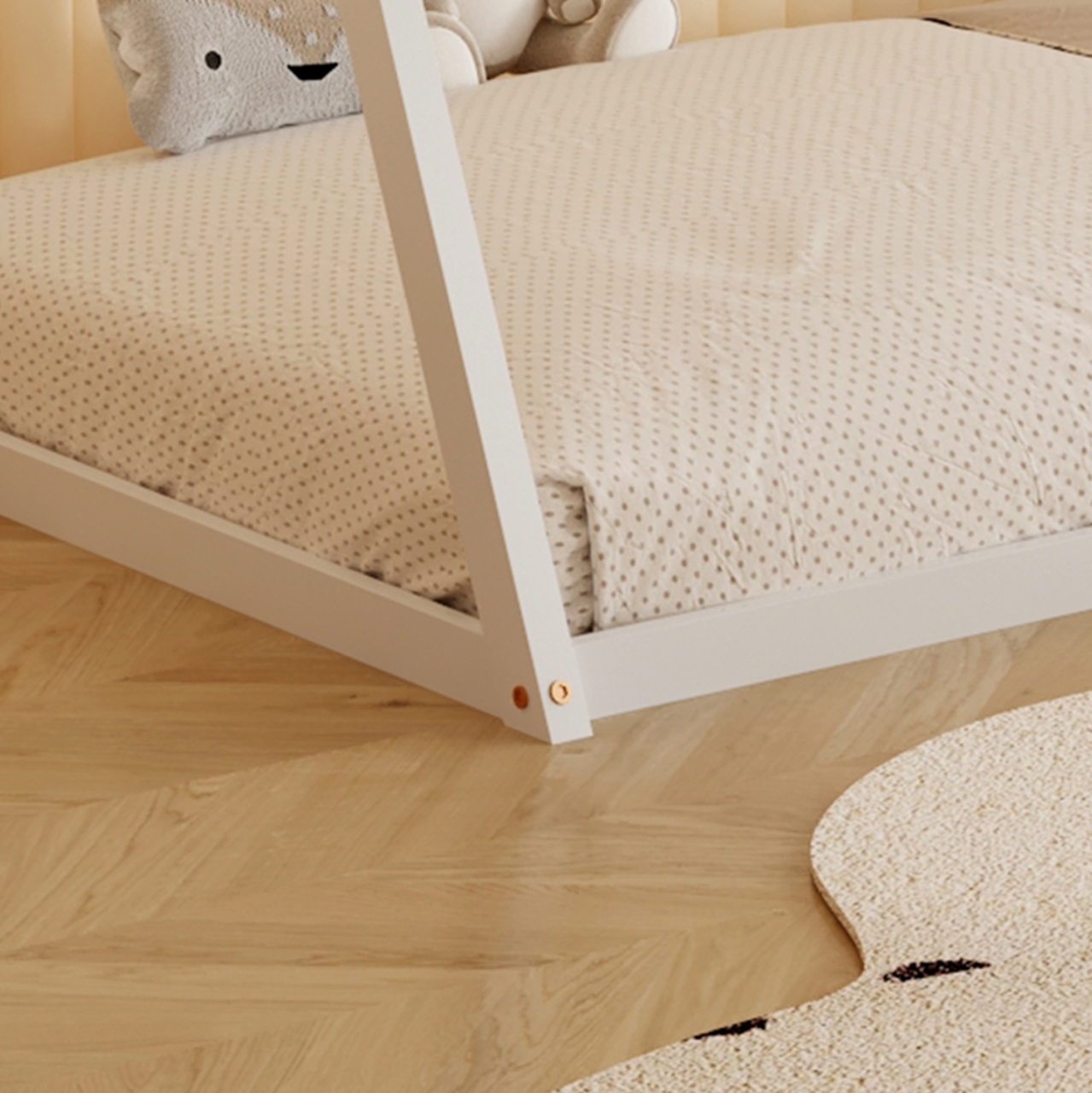 BED WITH MATTRESS MUNK HM21306.01 PINE WOOD IN WHITE COLOR--MATTRESS 90x190cm [7]