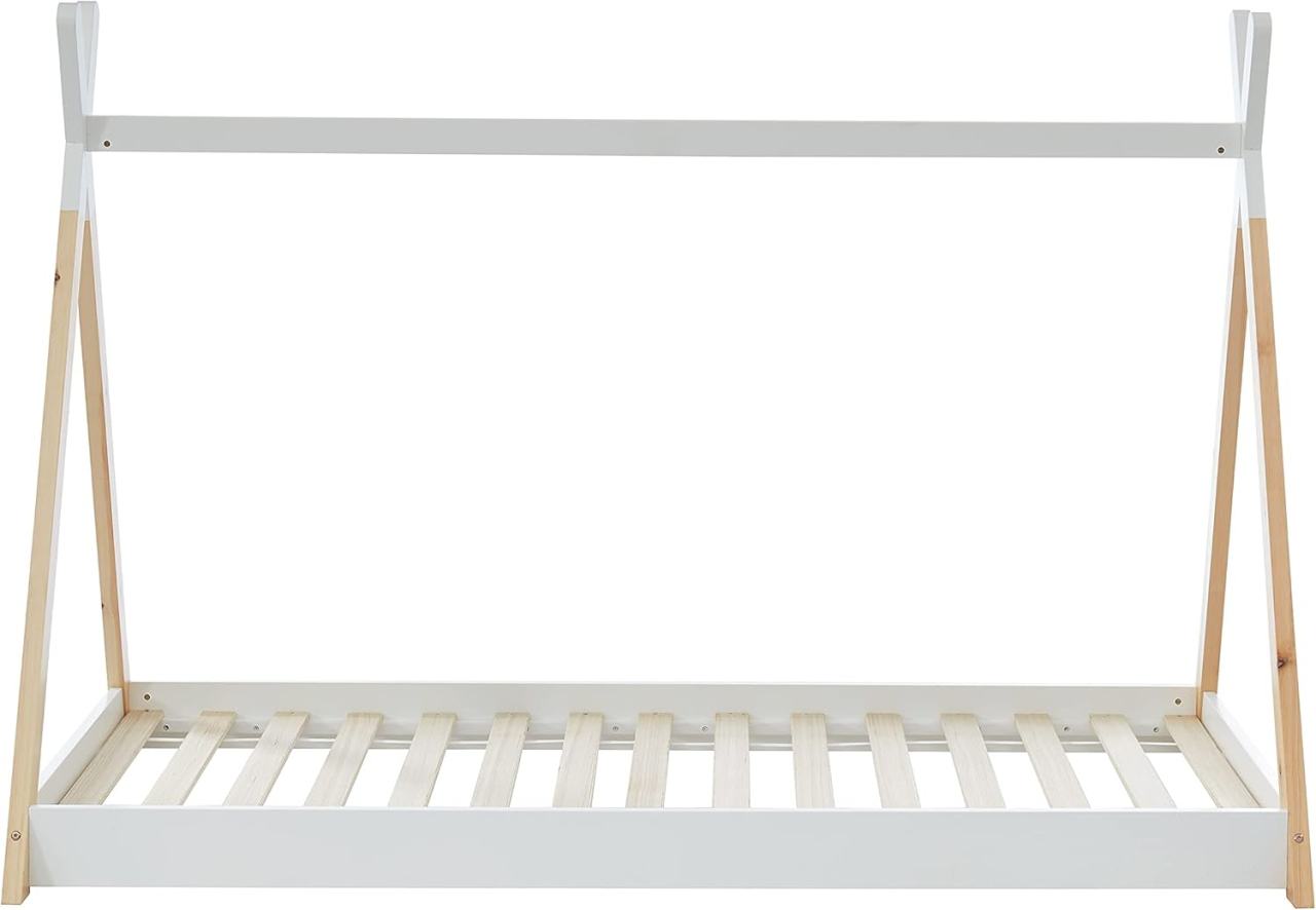 BED WITH MATTRESS MUNK HM21308 PINE WOOD IN NATURAL and WHITE--MATTRESS 90x190cm [6]