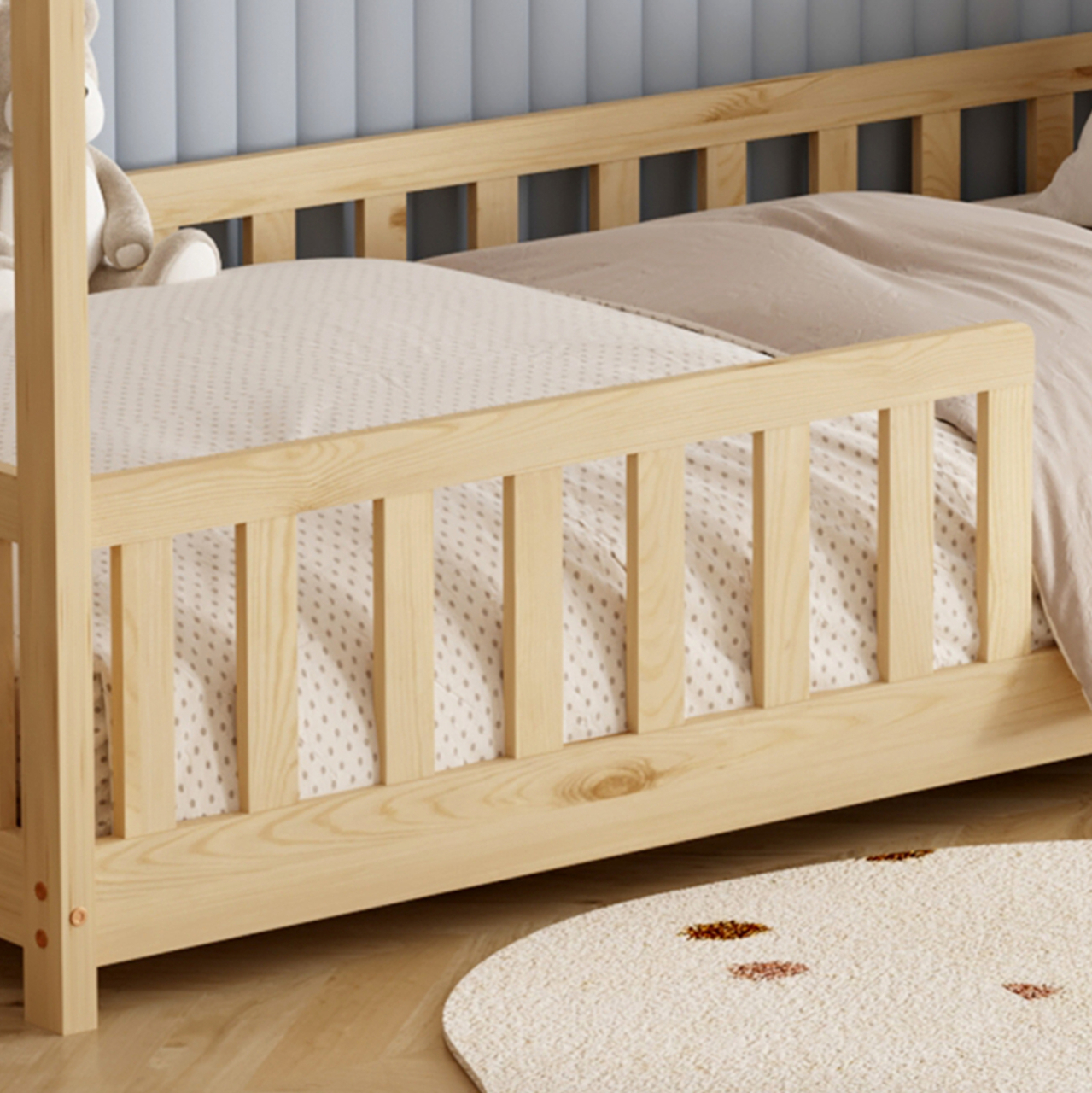 BED WITH MATTRESS PHYLLIS HM21304 PINE WOOD IN NATURAL WOOD COLOR--MATTRESS 90x190cm [7]