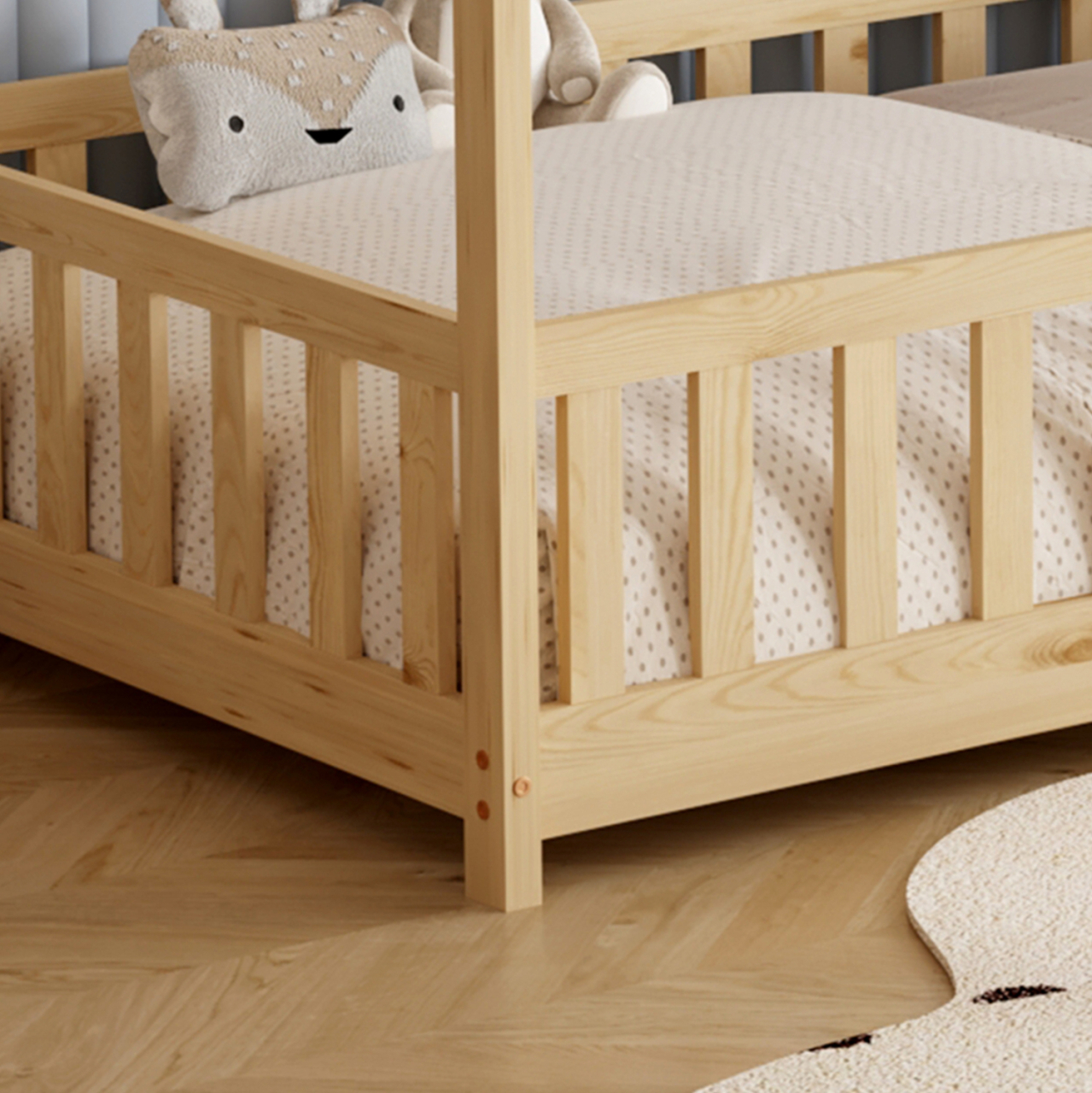 BED WITH MATTRESS PHYLLIS HM21304 PINE WOOD IN NATURAL WOOD COLOR--MATTRESS 90x190cm [8]