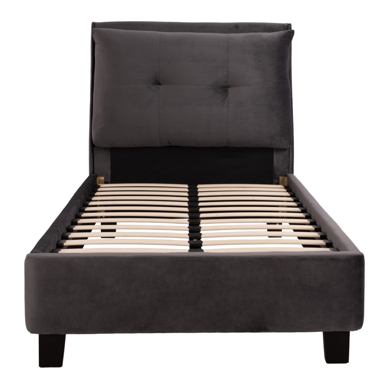 BED WITH MATTRESS RILEY HM21282.01 GREY VELVET--FOR MATTRESS 90x200cm [4]