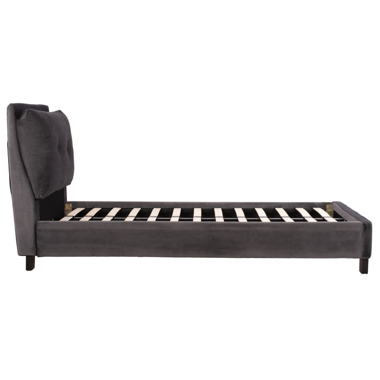 BED WITH MATTRESS RILEY HM21282.01 GREY VELVET--FOR MATTRESS 90x200cm [5]