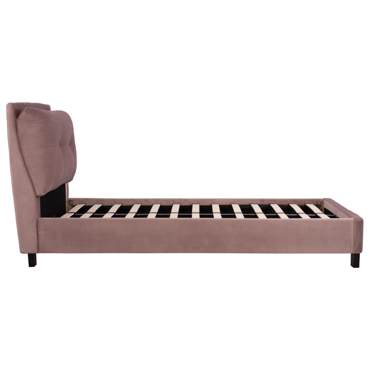 BED WITH MATTRESS RILEY HM21282.02 DUSTY PINK VELVET--FOR MATTRESS 90x200cm [5]