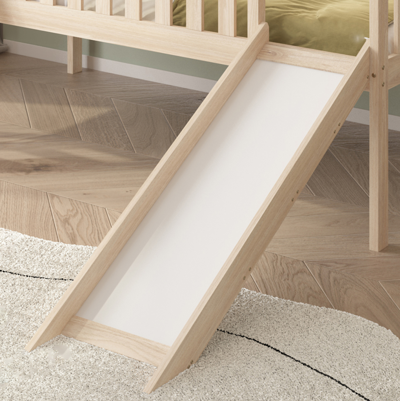 BED WITH SLIDE PHYLLIS HM21310 PINE WOOD IN NATURAL--WITH MATTRESS 90x190cm [6]