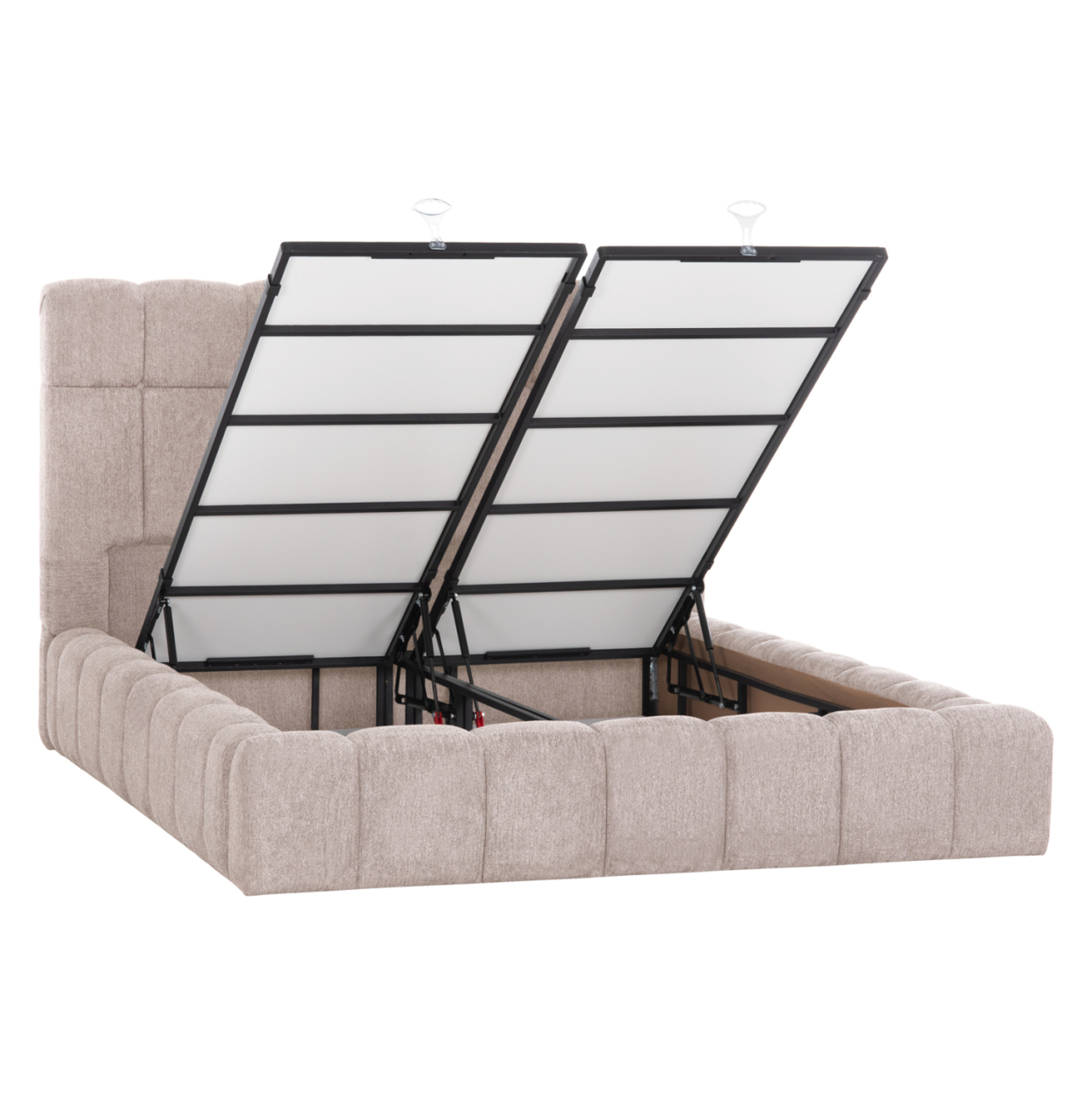 BED WITH STORAGE SPACE RAMON HM720.10 TEDDY FABRIC IN BEIGE-FOR MATTRESS 160x200cm. [6]