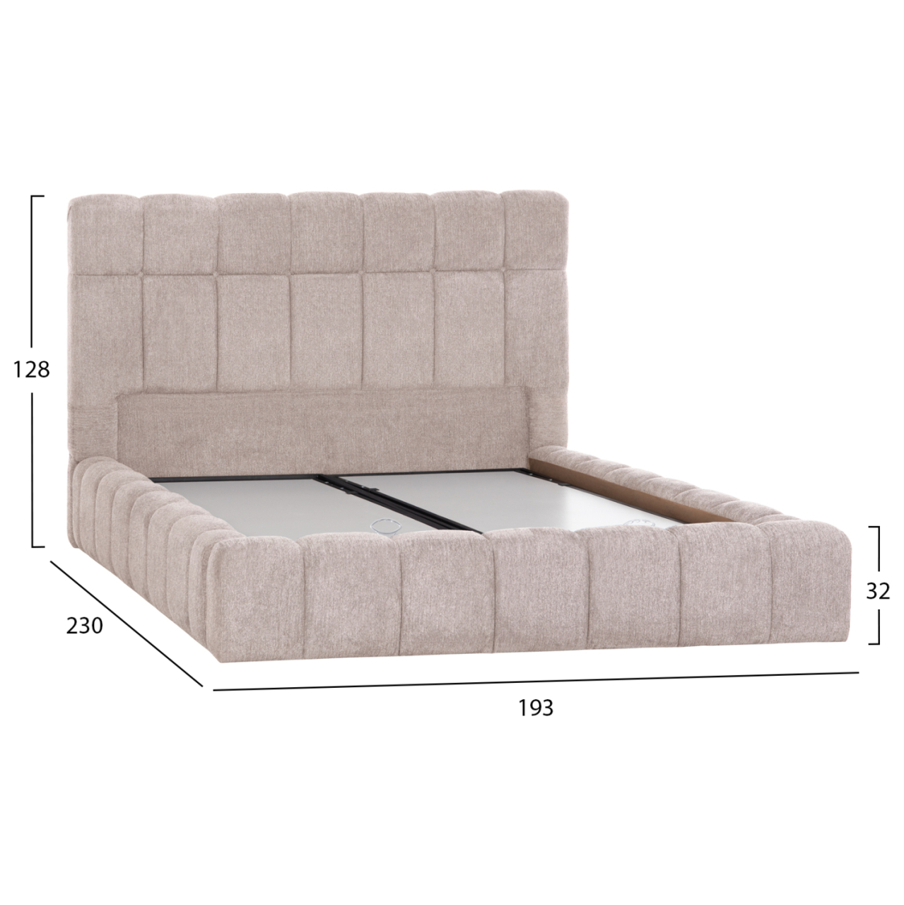 BED WITH STORAGE SPACE RAMON HM720.10 TEDDY FABRIC IN BEIGE-FOR MATTRESS 160x200cm. [3]