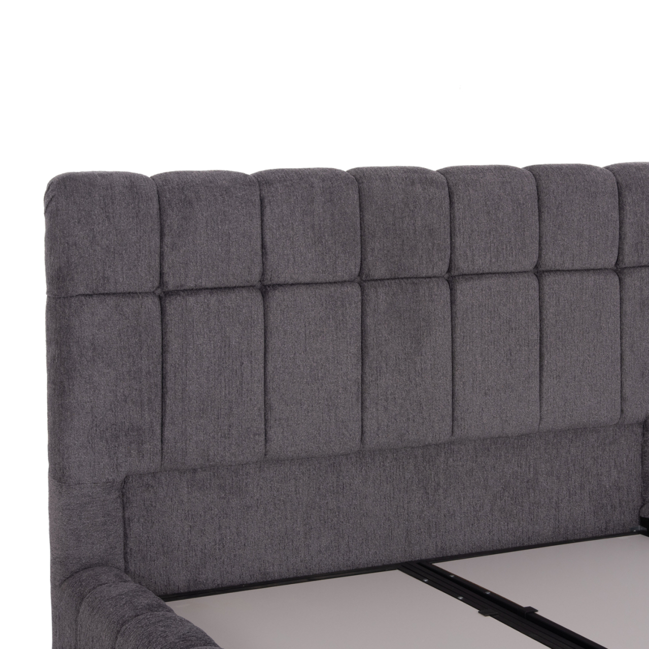 BED WITH STORAGE SPACE RAMON HM720.22 TEDDY FABRIC IN GREY-FOR MATTRESS 160x200cm. [9]