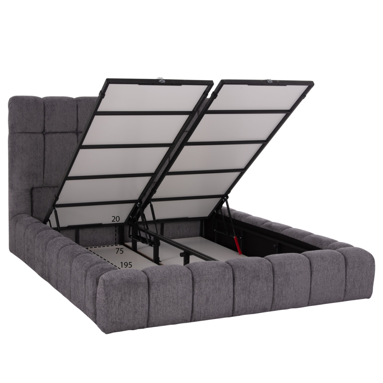 BED WITH STORAGE SPACE RAMON HM720.22 TEDDY FABRIC IN GREY-FOR MATTRESS 160x200cm. [6]