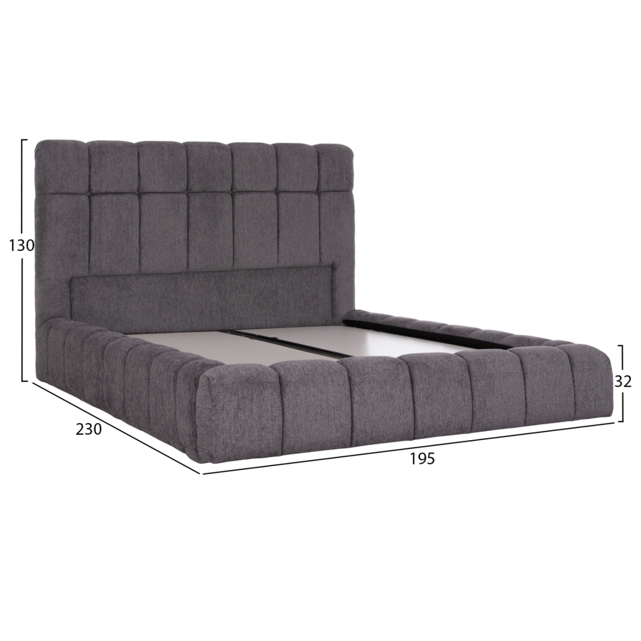 BED WITH STORAGE SPACE RAMON HM720.22 TEDDY FABRIC IN GREY-FOR MATTRESS 160x200cm. [3]