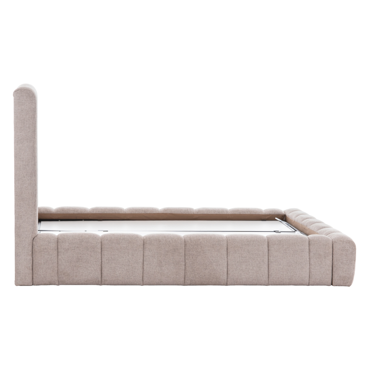 BED WITH STORAGE SPACE REMO HM719.10 TEDDY FABRIC IN BEIGE-FOR MATTRESS 160x200cm. [6]