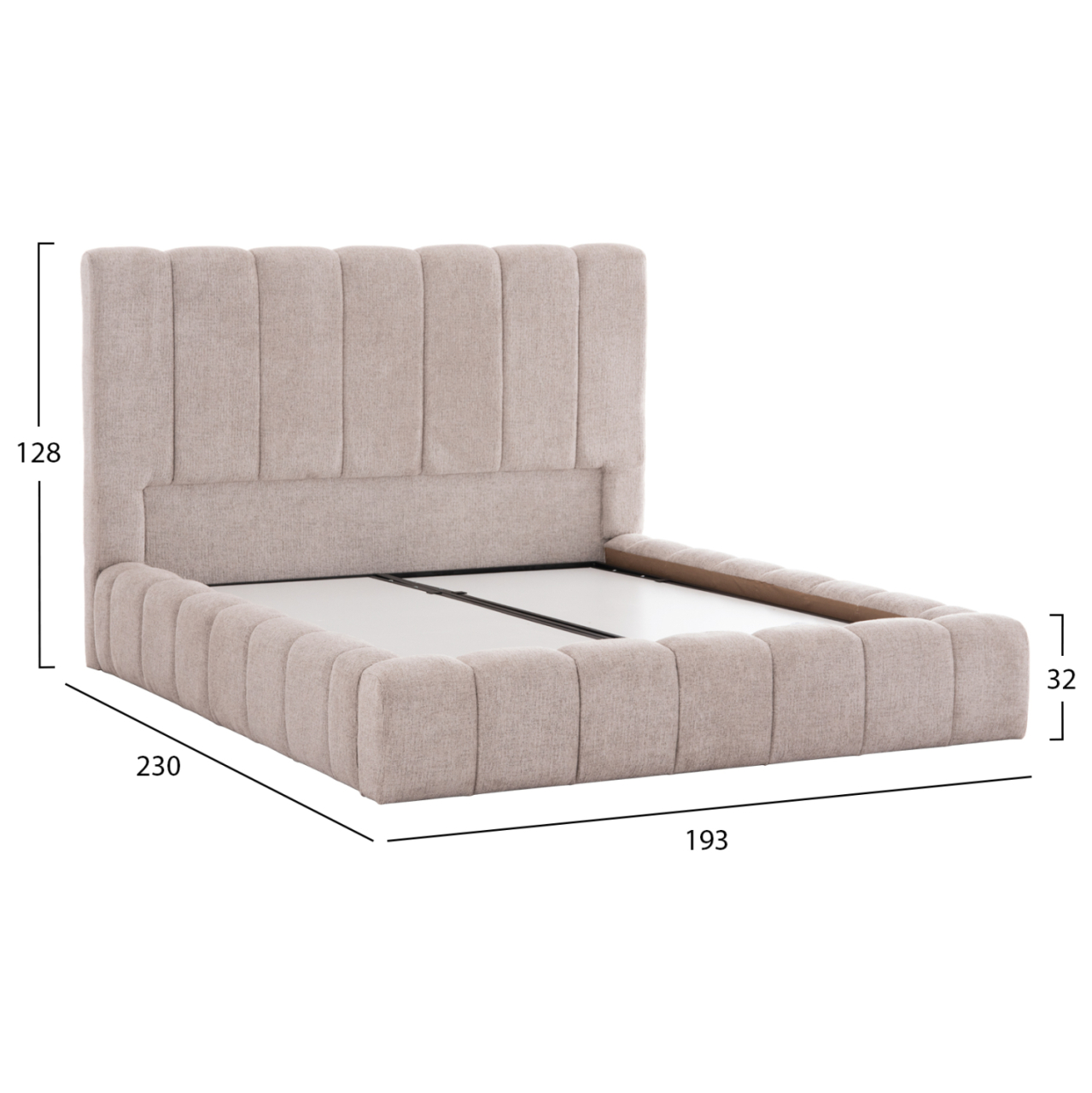 BED WITH STORAGE SPACE REMO HM719.10 TEDDY FABRIC IN BEIGE-FOR MATTRESS 160x200cm. [3]