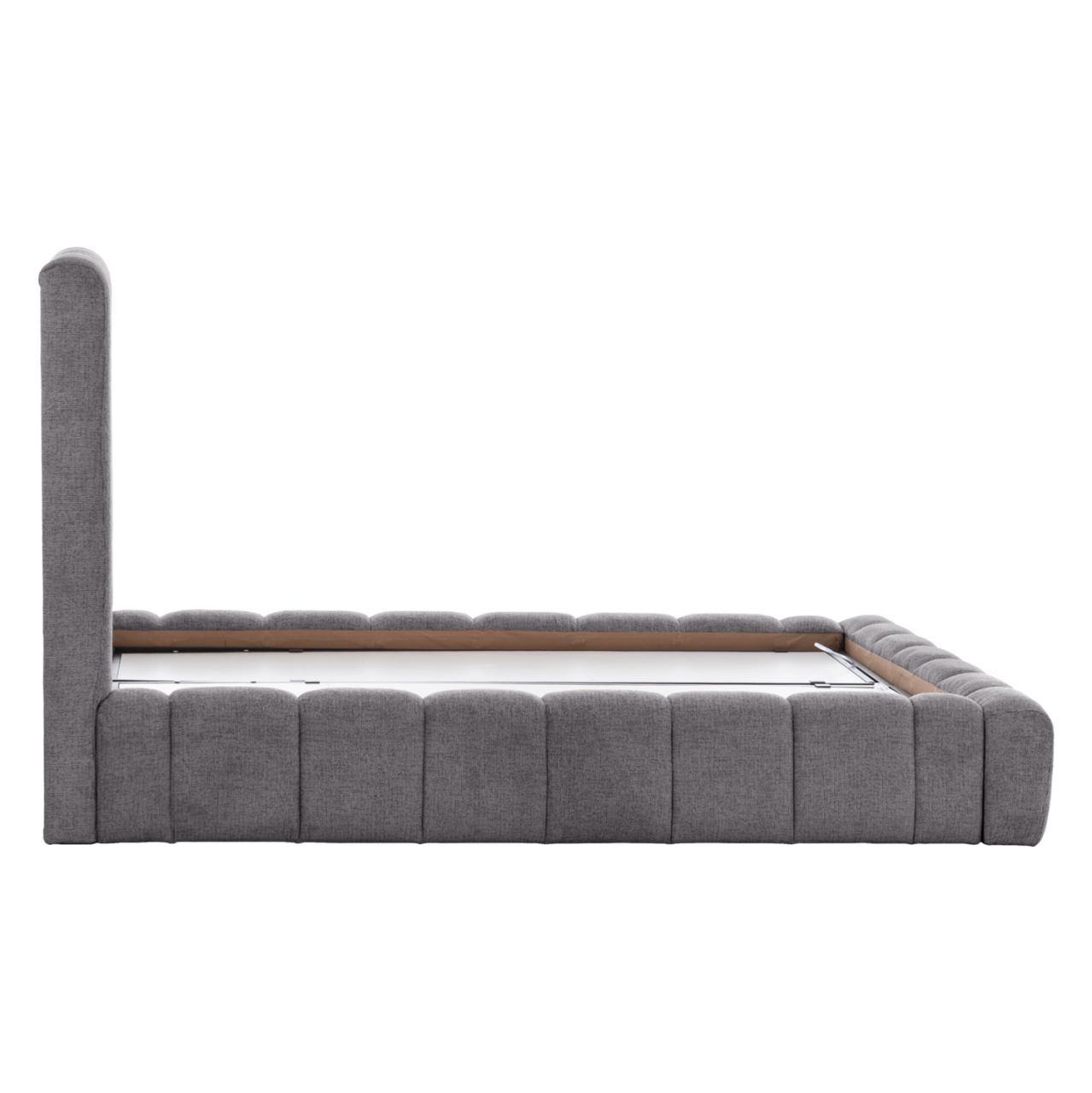 BED WITH STORAGE SPACE REMO HM719.22 TEDDY FABRIC IN GREY-FOR MATTRESS 160x200cm. [5]