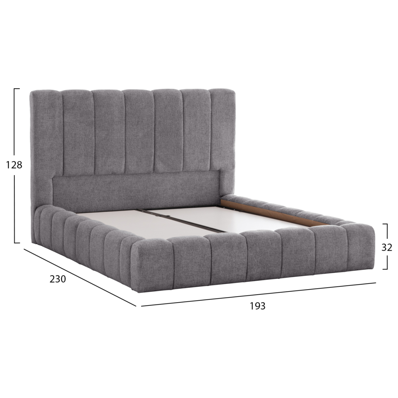 BED WITH STORAGE SPACE REMO HM719.22 TEDDY FABRIC IN GREY-FOR MATTRESS 160x200cm. [3]