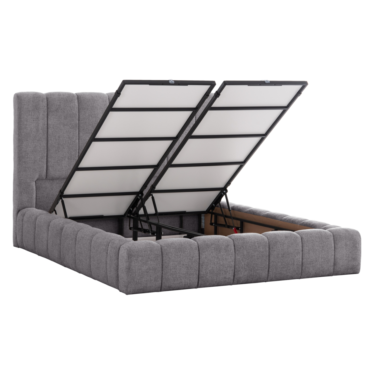 BED WITH STORAGE SPACE REMO HM719.22 TEDDY FABRIC IN GREY-FOR MATTRESS 160x200cm. [6]