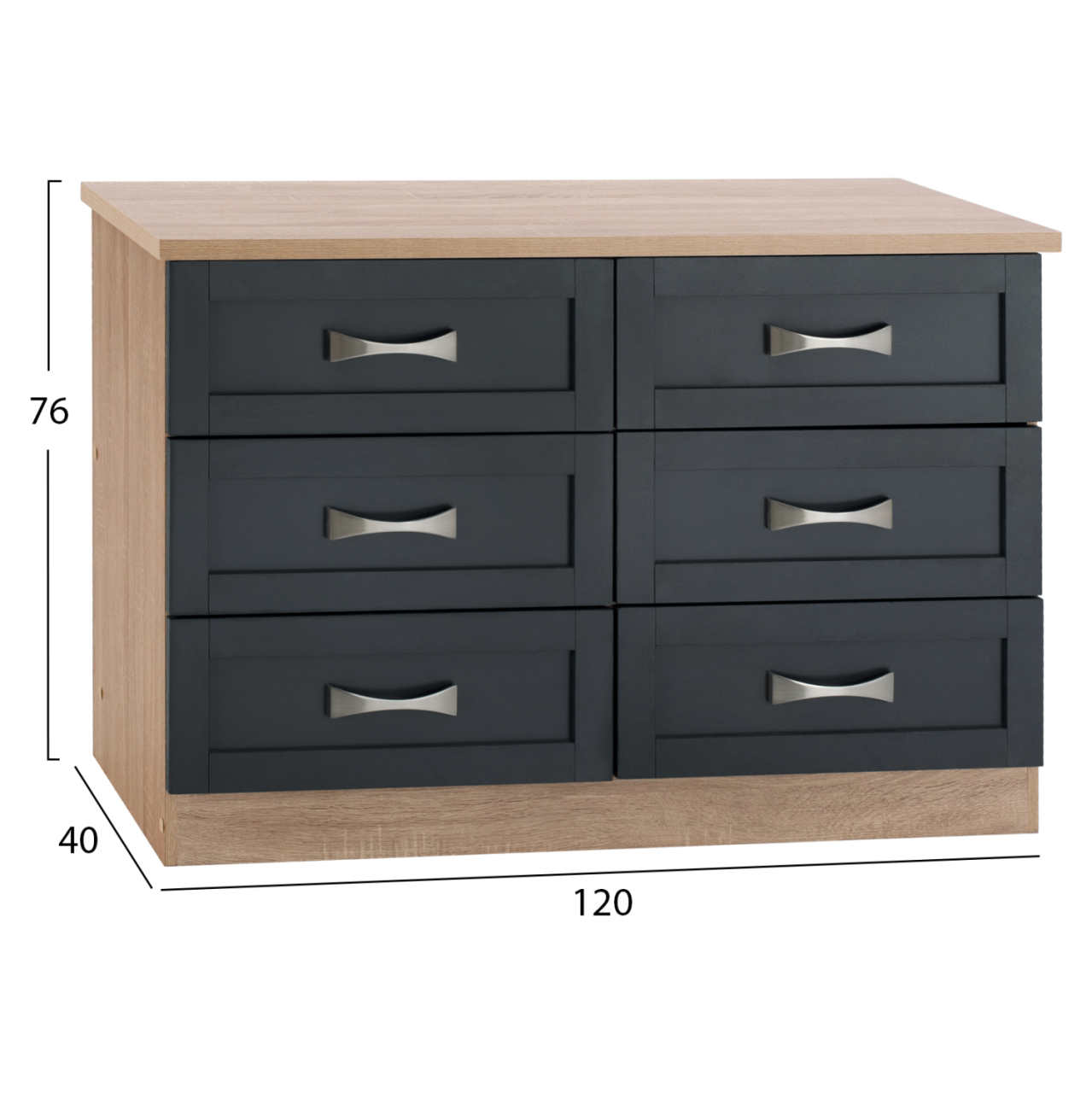 Bedroom dresser -Drawer HM317.04 with 6 drawers Sonama-Grey 120x40x76cm [2]