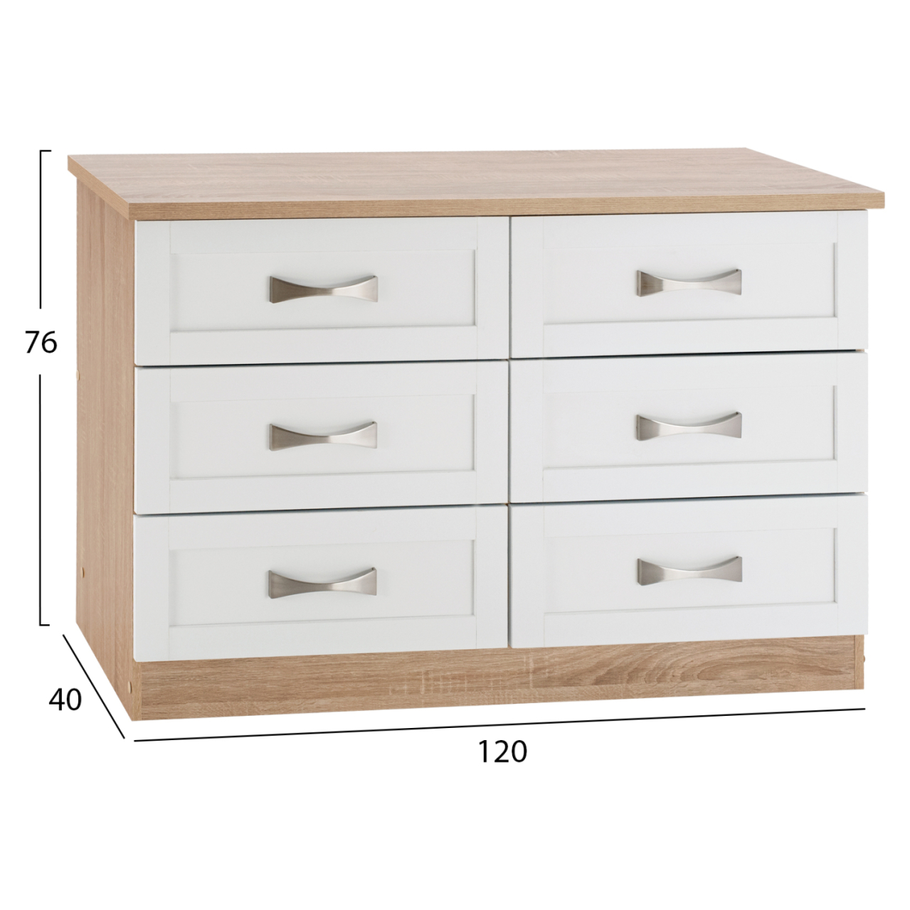 Bedroom dresser -drawer HM317.06 with 6 drawers Sonama-white 120x40x76cm [2]