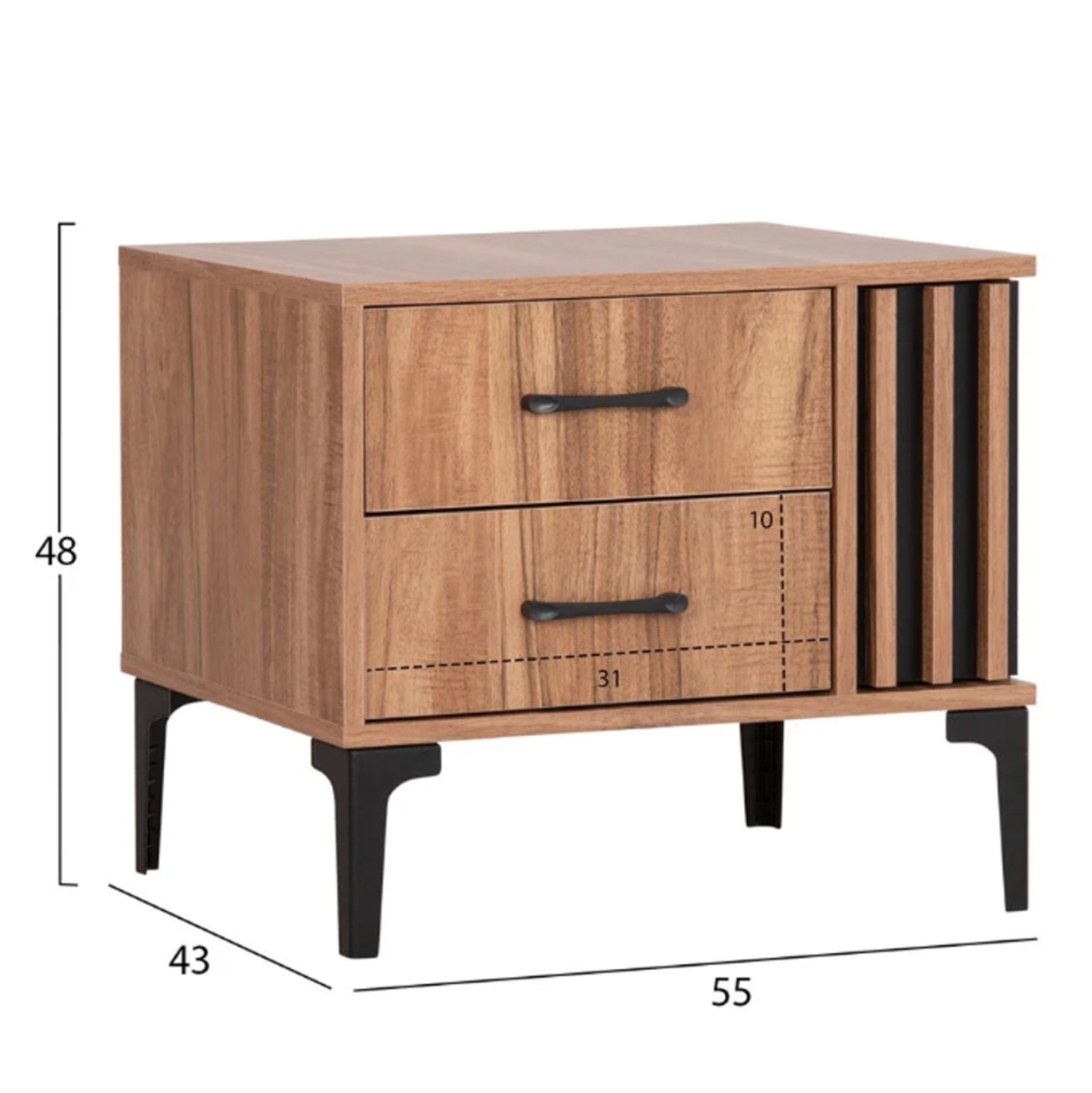 BEDROOM FURNITURE SET 4PCS HARRY HM21115 MELAMINE IN NATURAL WOOD and BLACK [3]