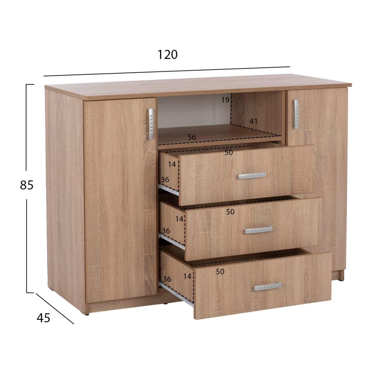 BEDROOM FURNITURE SET 5PCS ADLER HM11758 MELAMINE IN SONAMA OAK-FOR MATTRESS 160x200cm [4]