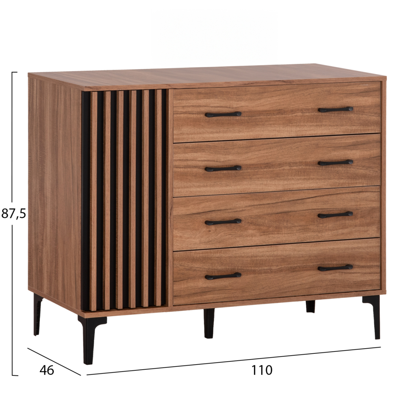 BEDROOM FURNITURE SET 5PCS HARRY HM10913.01 MELAMINE IN NATURAL WOOD and BLACK--FOR MATTRESS 160x200cm [3]
