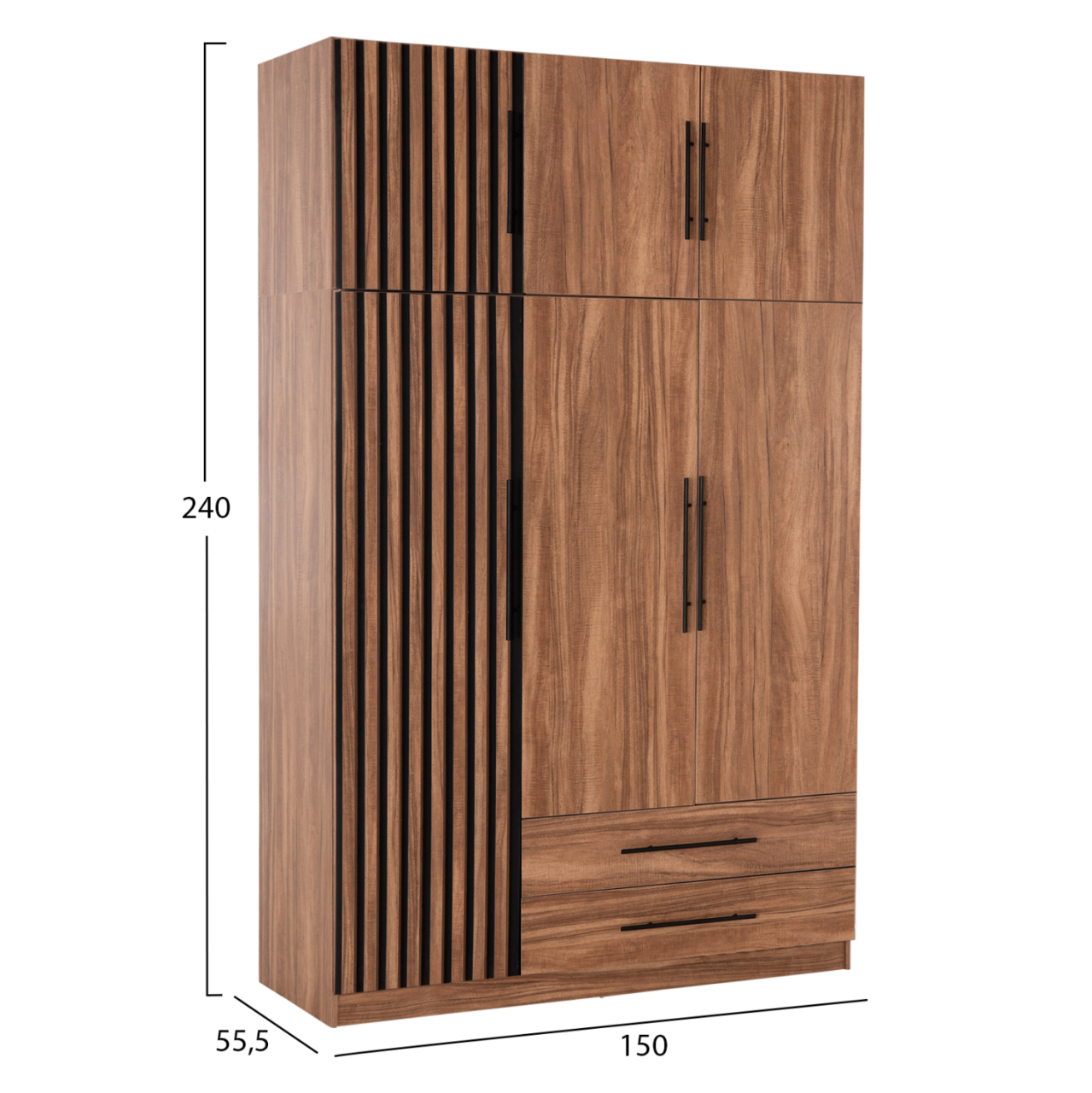BEDROOM FURNITURE SET 5PCS HARRY HM10913.01 MELAMINE IN NATURAL WOOD and BLACK--FOR MATTRESS 160x200cm [2]