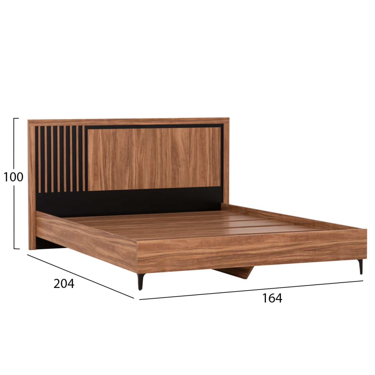 BEDROOM FURNITURE SET 6PCS HARRY HM10912.01 MELAMINE IN NATURAL WOOD and BLACK--FOR MATTRESS 160X200cm [4]
