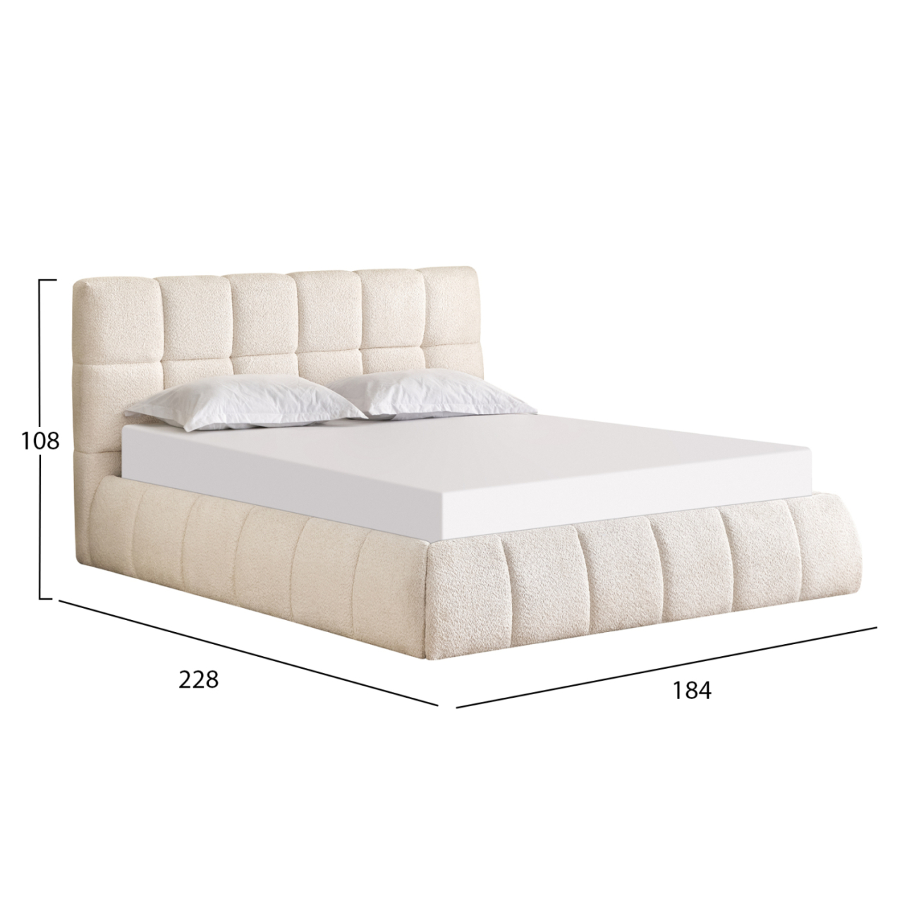 BEDROOM SET 3PCS EDDY HM10883.03 BOUCLE FABRIC IN BEIGE--MELAMINE IN SONAMA [3]