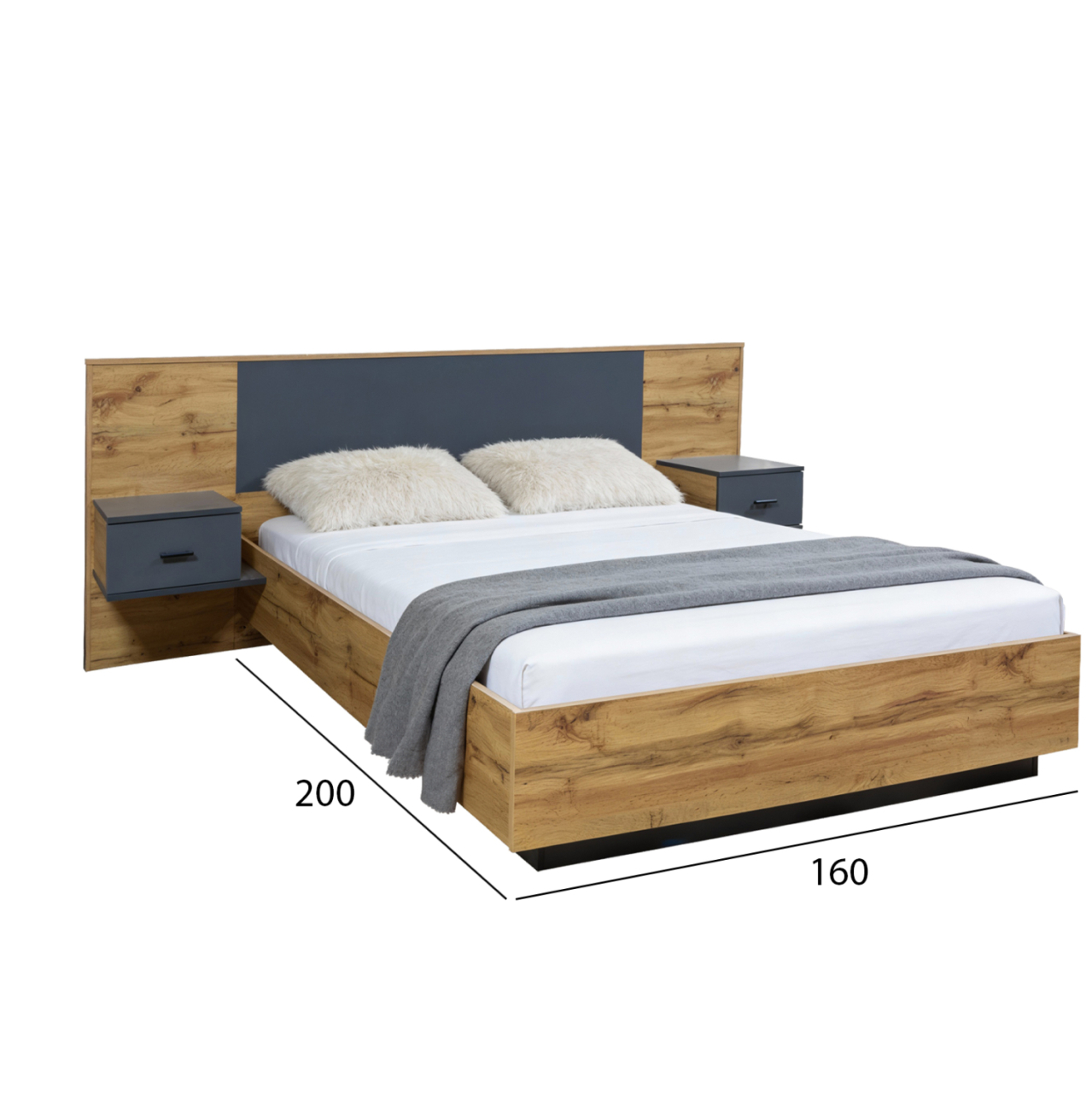 BEDROOM SET 5PCS CARYS HM10888.12 MELAMINE IN NATURAL WOOD COLOR/GREY [3]