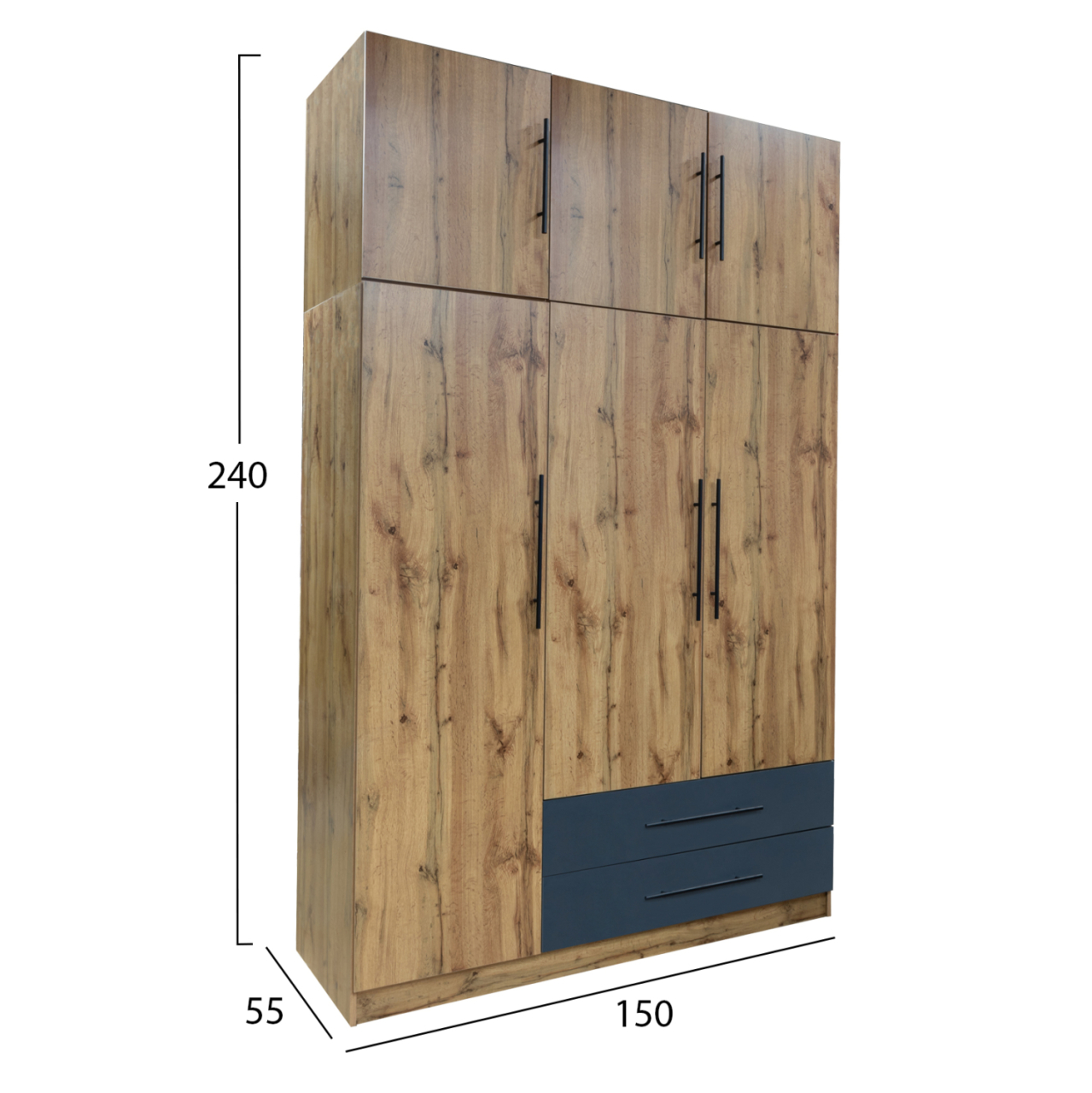 BEDROOM SET 5PCS CARYS HM10888.12 MELAMINE IN NATURAL WOOD COLOR/GREY [2]